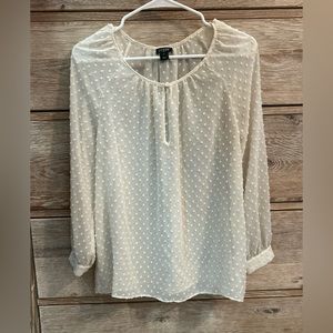 📦LAST CHANCE: Donating📦 J. Crew Cream Sheer Swiss Dot Long Sleeve Blouse